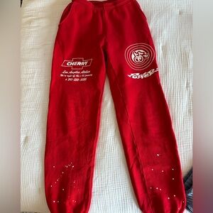 Cherry LA Red Painted Sweatpants